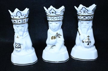Lysestager  Hellig 3 konger i hvidt porcelæn