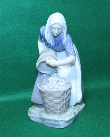 Bondekone samler kartofler    